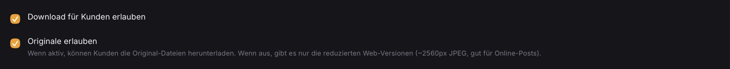 Download and original settings of the gallery