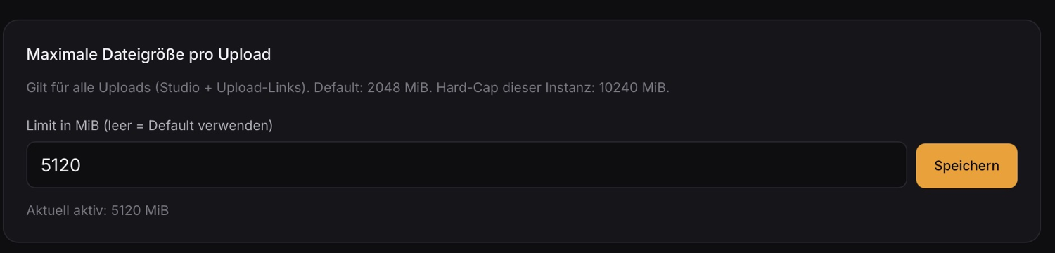 Set the maximum file size per upload yourself