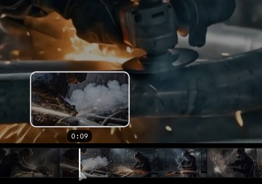 Scrubbing via filmstrip with frame preview and timestamp
