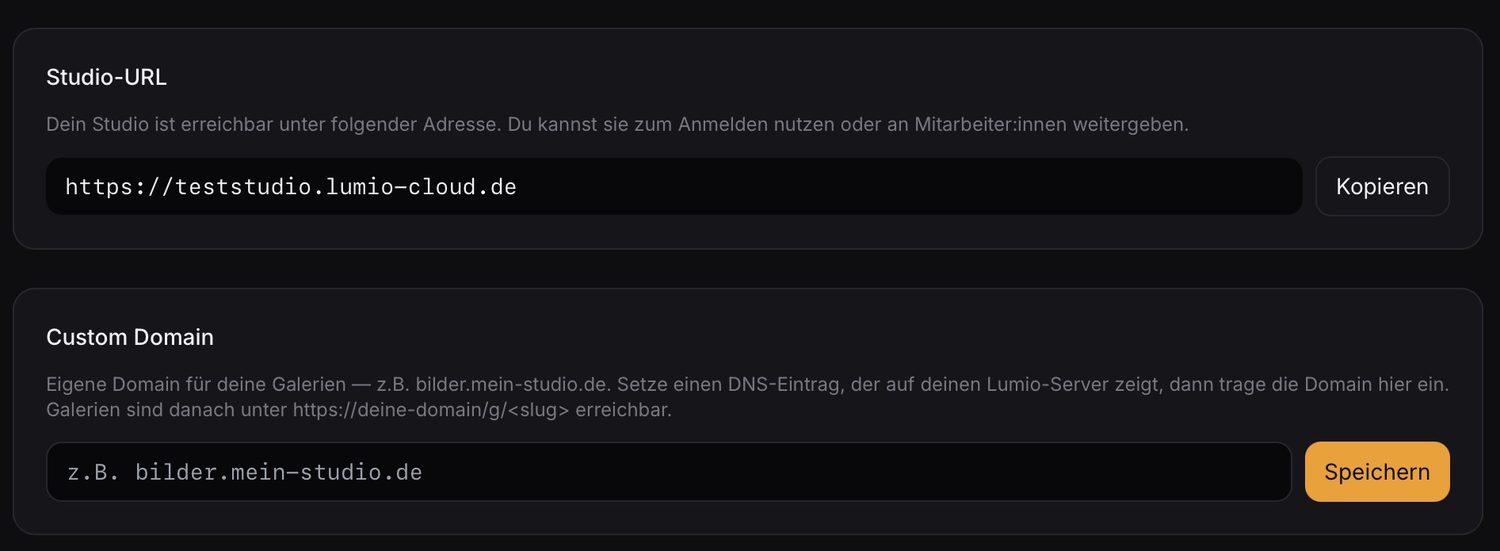 Studio URL and custom-domain settings