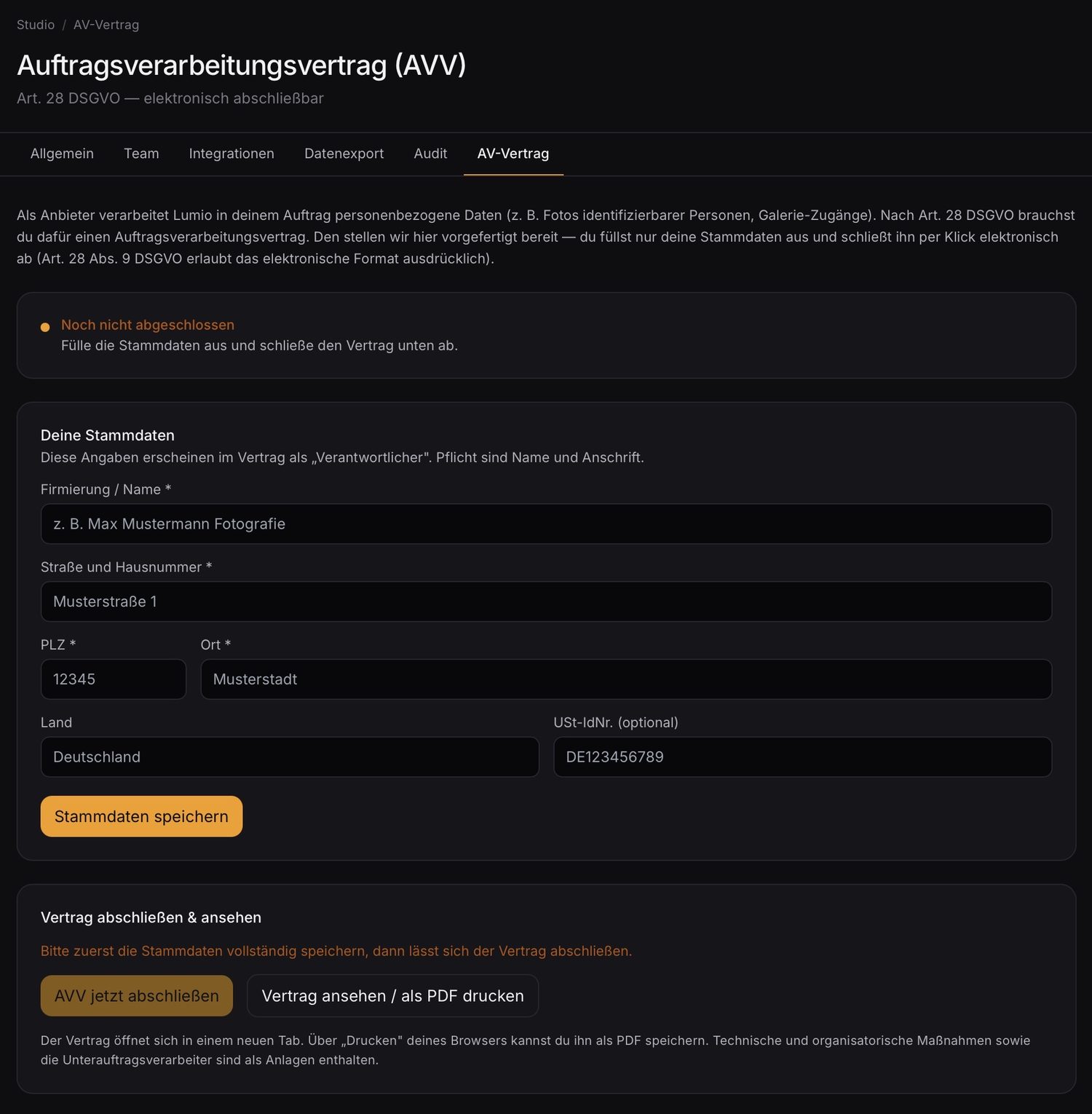 Data processing agreement (DPA) under Art. 28 GDPR